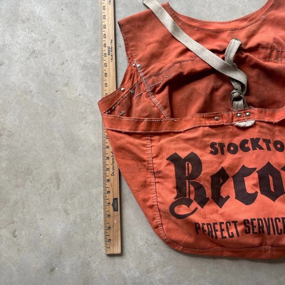 Vintage Stockton Record Newspaper Delivery Double Mail Bag Canvas Apron Carrier
